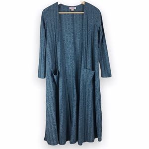 NEW Lularoe Size XS Long Sleeve Blue Open Cardigan‎ Sweater Duster With Pockets
